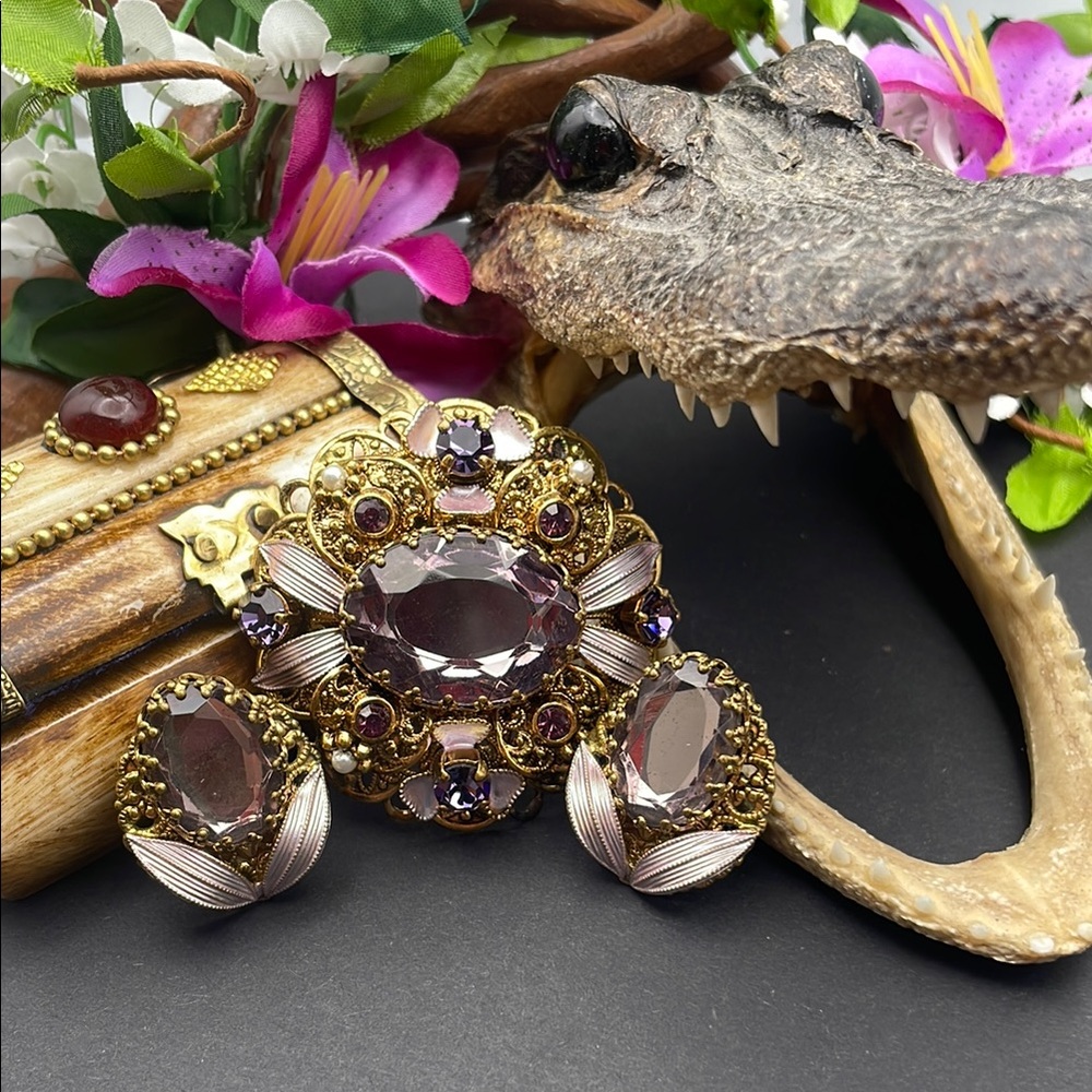 Western Germany brooch and clip on earring  set vintage 🔥